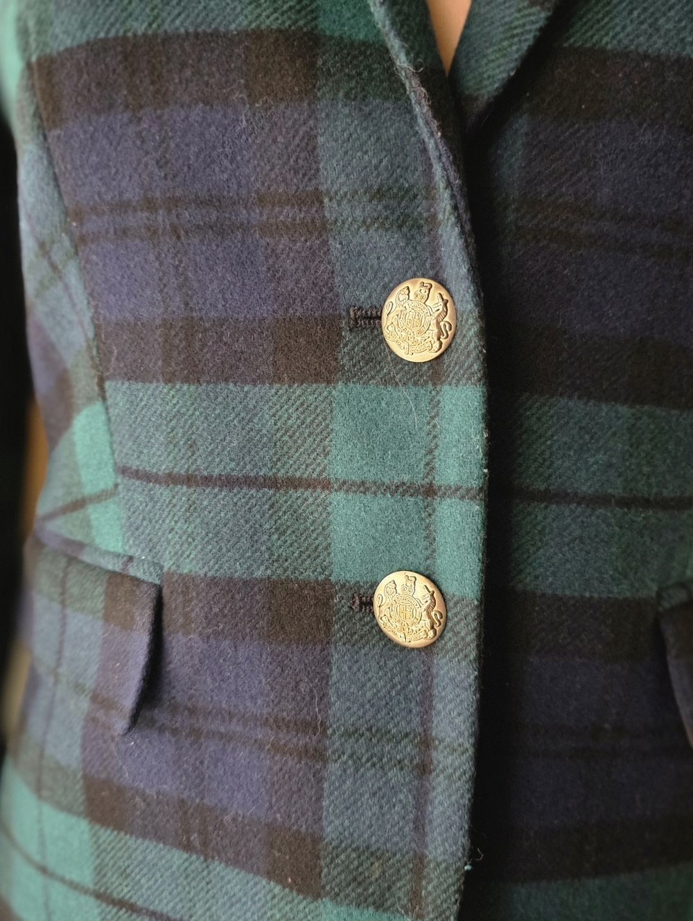 J.Crew Factory Black Watch Plaid Schoolboy Blazer Size 4 Petite Dark Academia - Picture 10 of 15